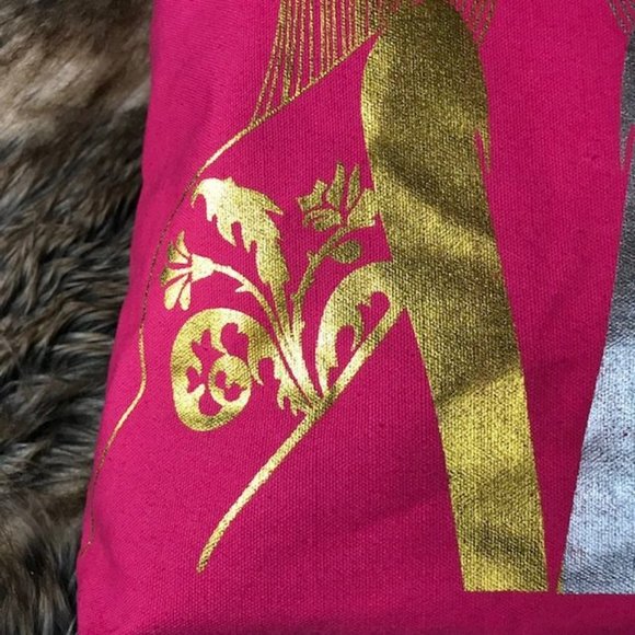 Hot Pink Metallic Gal Pal Canvas Tote & Stripe Faux Leather Pouch - Picture 6 of 14